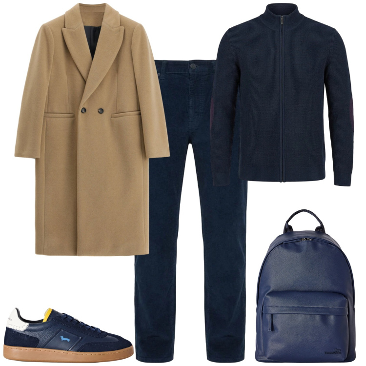 Outfit uomo - Casual ufficio tempo libero. Stile Casual per Tutti i giorni. Abbinamento con borse sportive, sneakers, pantaloni, pullovers, cappotti.