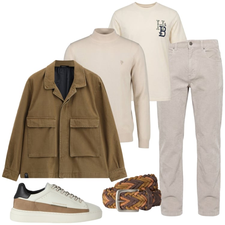 Outfit uomo - Casual ufficio tempo libero. Stile Casual per Ufficio. Abbinamento con sneakers, t-shirt, cinture, pantaloni, maglieria, cappotti.
