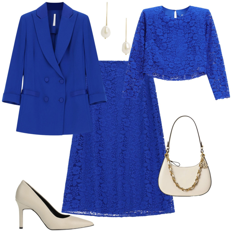 Outfit donna - Bon ton cerimonia evento serata. Stile Bon Ton per Cerimonia. Abbinamento con gonne longuette, top, blazer, borse a spalla, orecchini, décolleté.