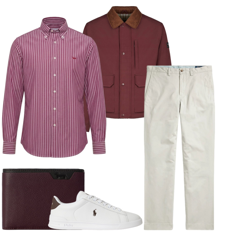 Outfit uomo - Total look #2491217. Stile Casual per Ufficio. Abbinamento con camicie, portafogli, pantaloni, sneakers, cappotti.