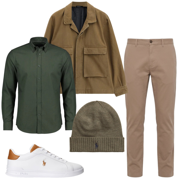 Outfit uomo - Total look #2491222. Stile Casual per Tutti i giorni. Abbinamento con pantaloni, camicie, cappotti, sneakers, berretti.