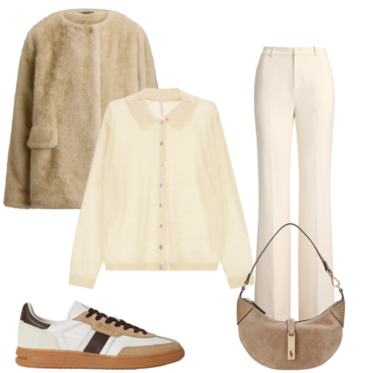Outfit donna - Total look #2491247. Stile Casual chic per Tutti i giorni. Abbinamento con cardigans, borse a spalla, cappotti, pantaloni, sneakers.
