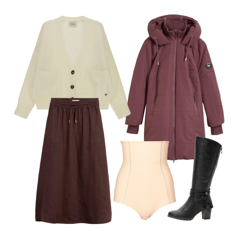 Outfit donna - Vestirsi a strati. Stile Basic per Tutti i giorni. Abbinamento con cardigans, stivali, blazer, gonne lunghe, culotte.