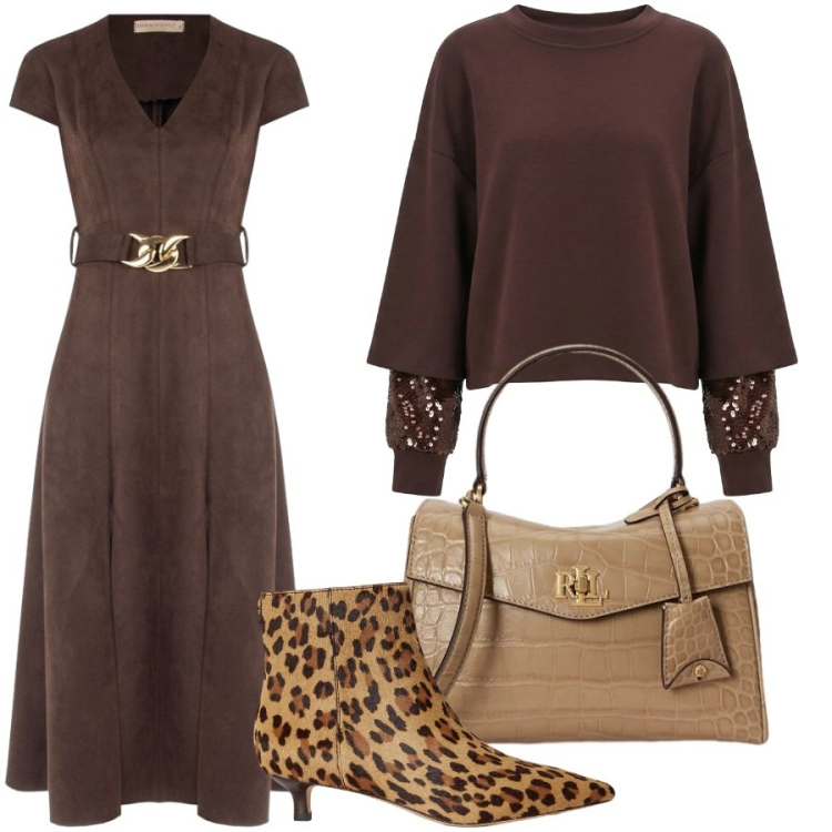 Outfit donna - L'abito perfetto. Stile Sporty chic per Tutti i giorni. Abbinamento con borse a mano, stivaletti, felpe, vestiti midi/longuette.