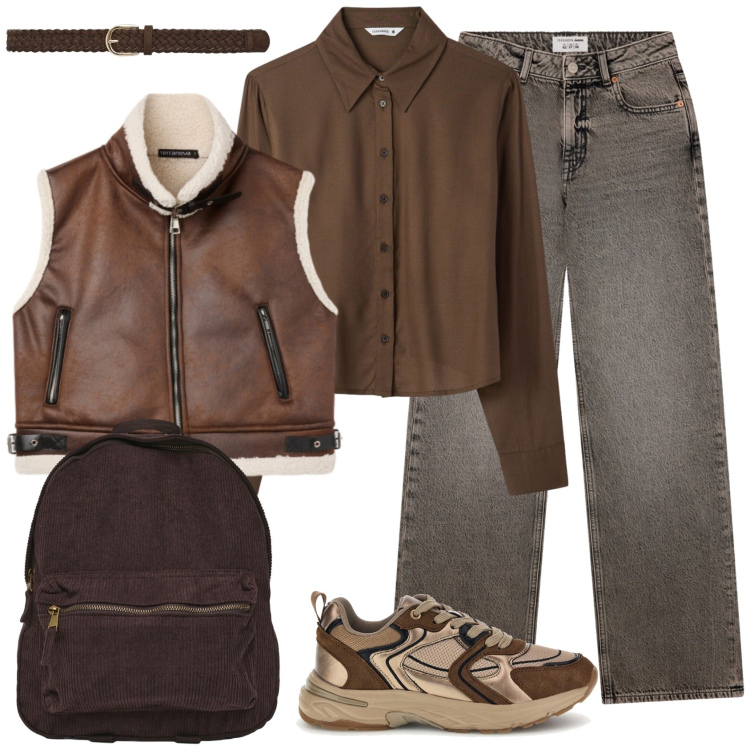 Outfit donna - Fall midi season sale by Terranova. Stile Casual per Scuola/Università. Abbinamento con jeans, cinture, zaini, camicie, piumini, sneakers.