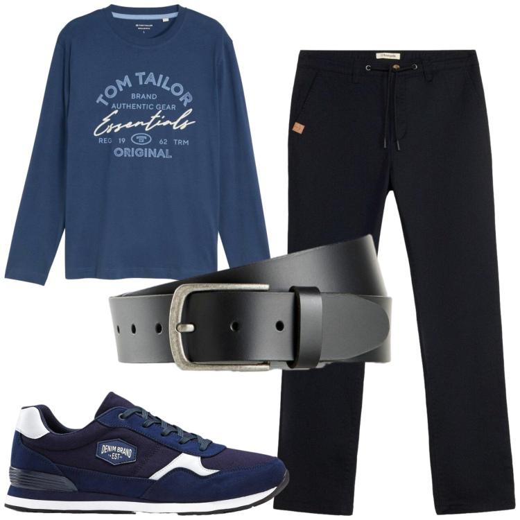 Outfit uomo - Total look #2491391. Stile Casual per Tutti i giorni. Abbinamento con sneakers, maglieria, cinture, pantaloni chino.