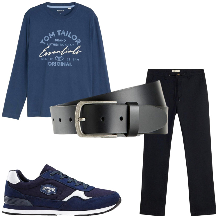 Outfit uomo - Total look #2491407. Stile Casual per Tutti i giorni. Abbinamento con sneakers, maglieria, cinture, pantaloni chino.