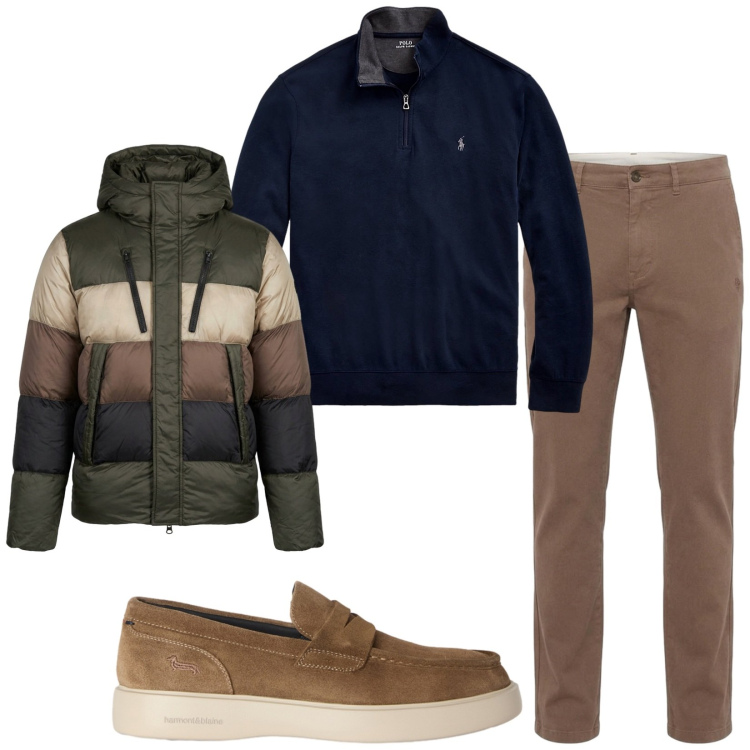 Outfit uomo - Total look #2491409. Stile Casual per Tutti i giorni. Abbinamento con scarpe stringate, pantaloni, pullovers, piumini.
