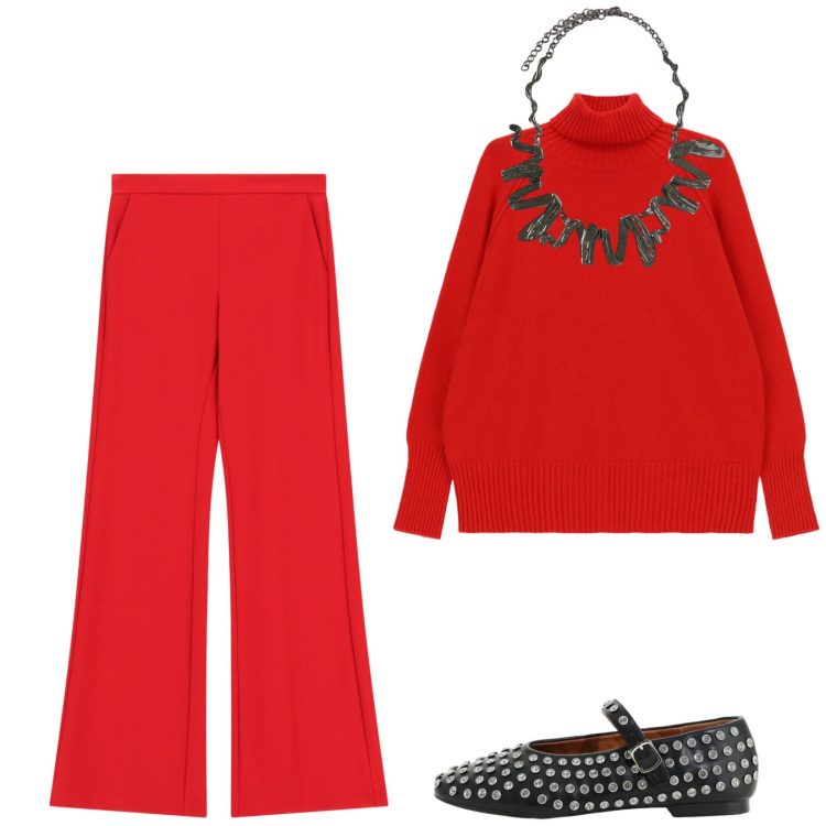 Outfit donna - Total look #2491420. Stile Casual per Tutti i giorni. Abbinamento con pullovers, pantaloni, ciondoli, ballerine.