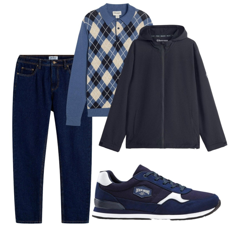 Outfit uomo - Total look #2491440. Stile Casual per Tutti i giorni. Abbinamento con sneakers, jeans dritti, giacche, maglieria.