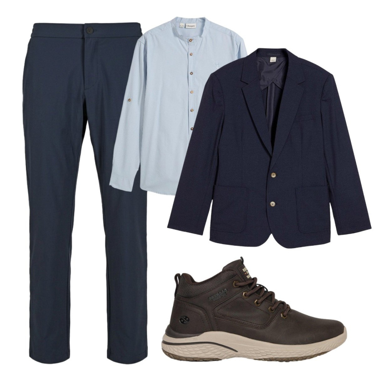 Outfit uomo - Total look #2491441. Stile Casual per Tutti i giorni. Abbinamento con camicie, giacche, sneakers alte, pantaloni.
