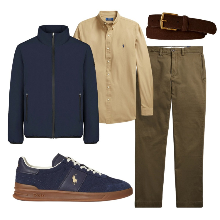 Outfit uomo - Ottobre in ufficio. Stile Trendy per Ufficio. Abbinamento con camicie, cinture, pantaloni, sneakers, giacche.
