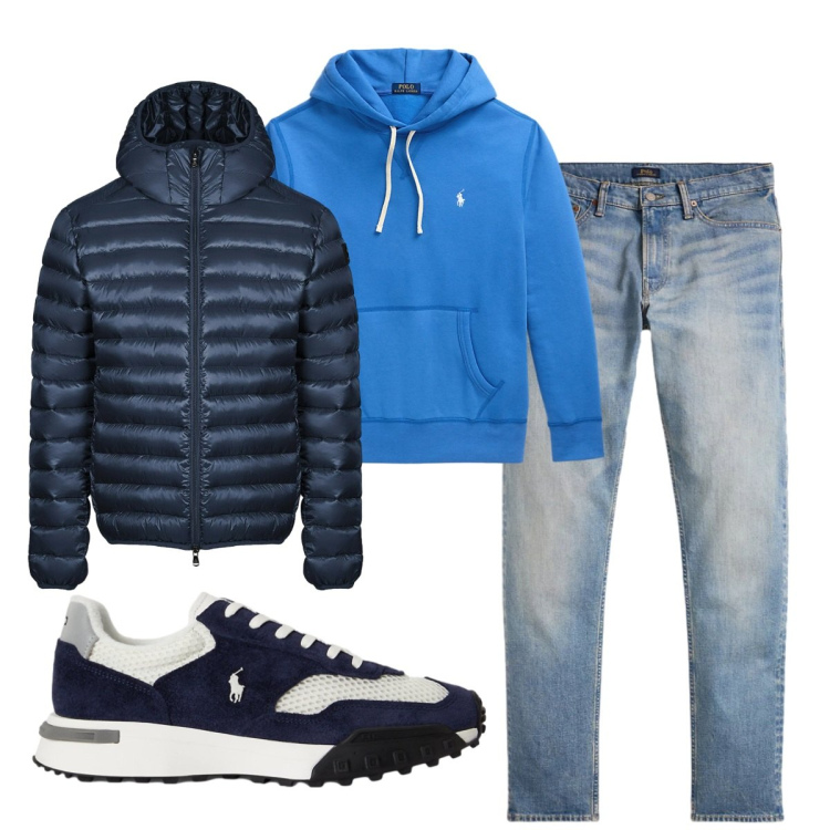 Outfit uomo - Total look #2491446. Stile Casual per Tutti i giorni. Abbinamento con felpe, jeans, sneakers, bomber.