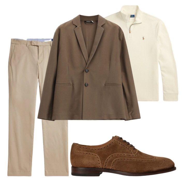 Outfit uomo - Total look #2491451. Stile Business/Elegante per Ufficio. Abbinamento con giacche, pullovers, pantaloni chino, scarpe stringate.