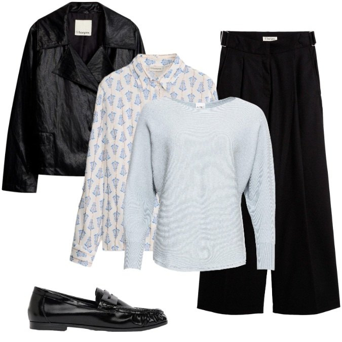 Outfit donna - Cozy per le giornate fresche d'Autunno. Stile Casual chic per Scuola/Università. Abbinamento con pantaloni, mocassini, blazer, maglieria, camicie.