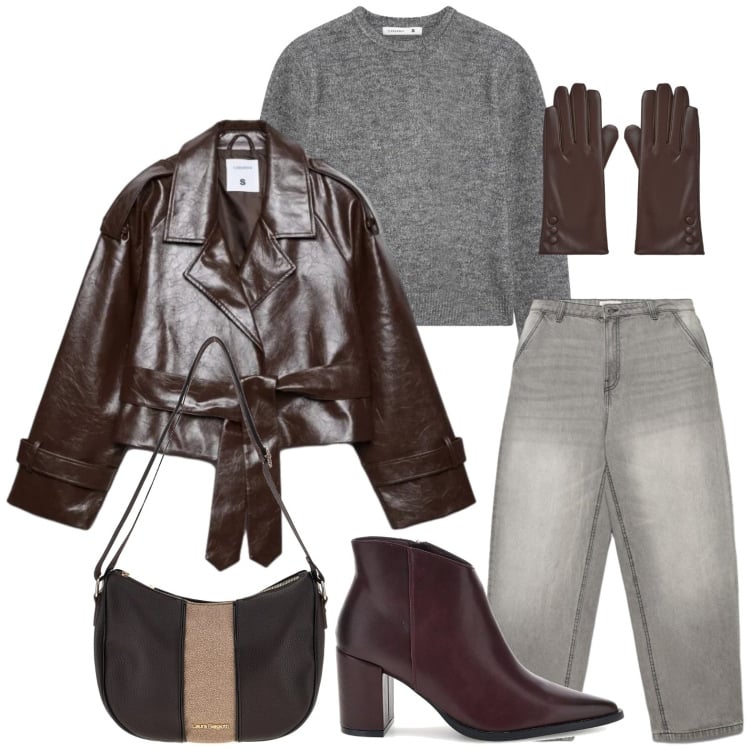 Outfit donna - Terranova - Fall Mid Season Sale. Stile Urban per Tutti i giorni. Abbinamento con trench, jeans, guanti, maglieria, stivaletti, borse a spalla.