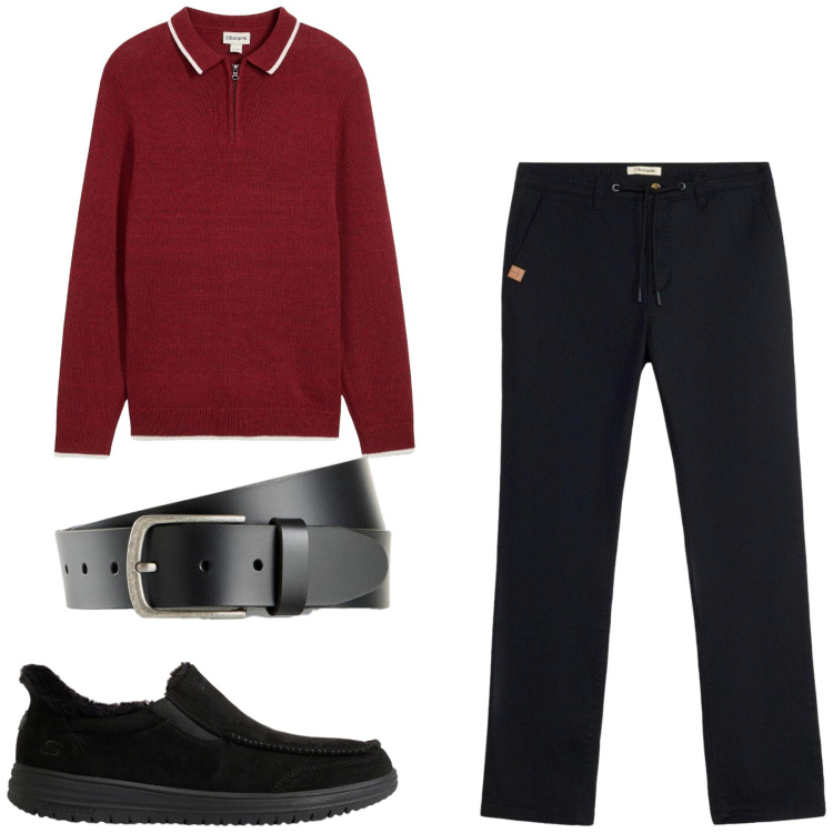 Outfit uomo - Total look #2491546. Stile Casual per Tutti i giorni. Abbinamento con maglieria, cinture, sneakers, pantaloni chino.