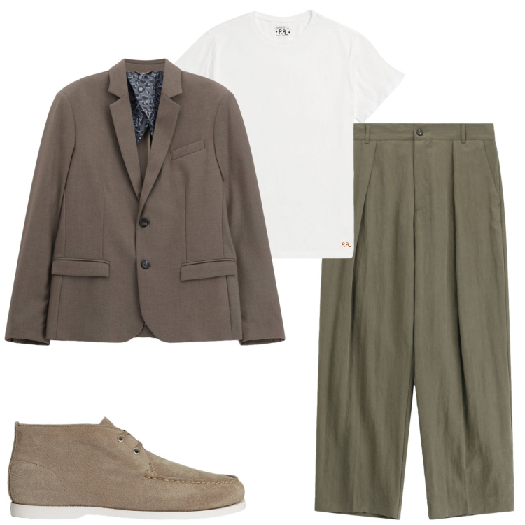 Outfit uomo - City. Stile Urban per Tutti i giorni. Abbinamento con pantaloni, giacche, t-shirt, scarpe stringate.