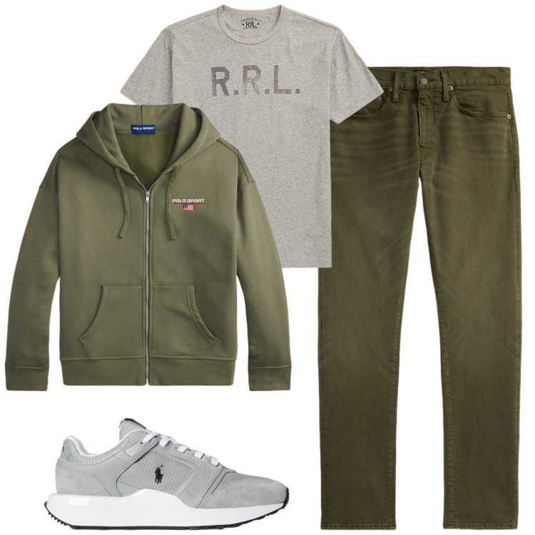 Outfit uomo - Ottobre. Stile Casual per Tutti i giorni. Abbinamento con t-shirt, jeans, felpe con cappuccio, sneakers.