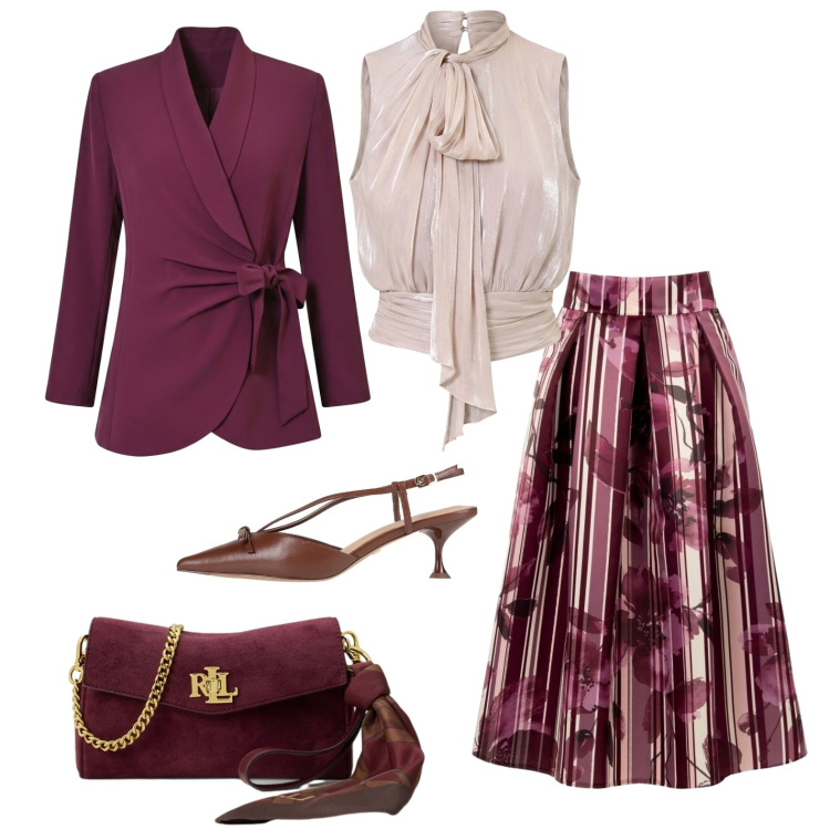 Outfit donna - Stile impeccabile e senza tempo. Stile Chic per Tutti i giorni. Abbinamento con borse a tracolla, gonne longuette, top, blazer, décolleté.