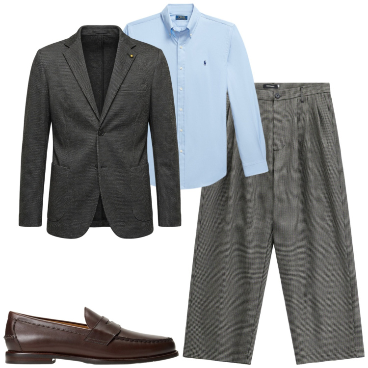 Outfit uomo - City. Stile Business/Elegante per Tutti i giorni. Abbinamento con pantaloni, giacche, scarpe stringate, camicie.