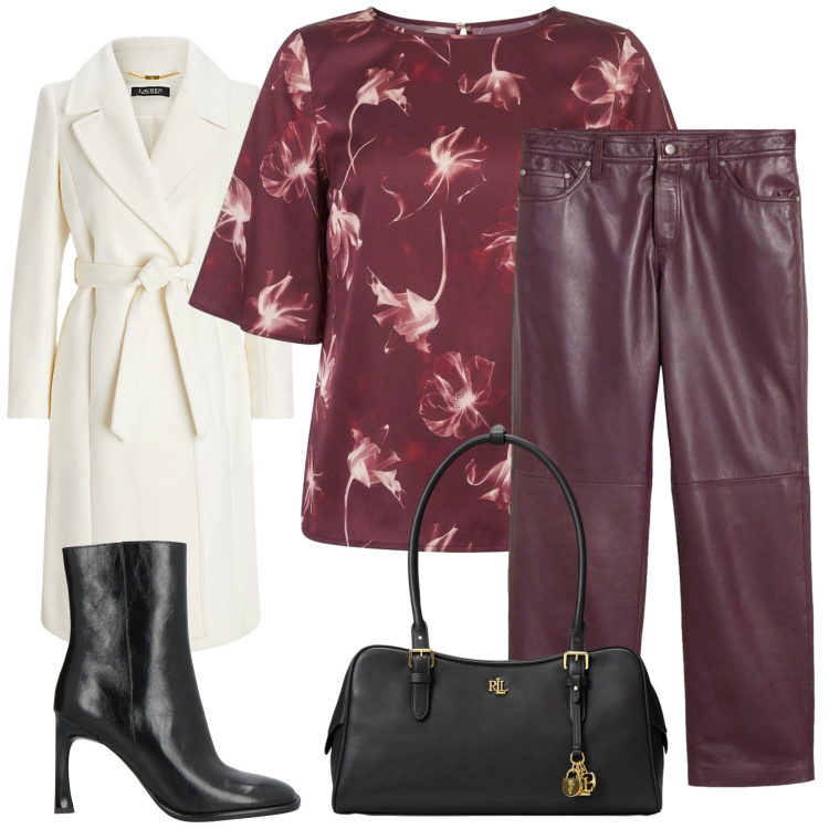 Outfit donna - Total look #2491582. Stile Casual chic per Tutti i giorni. Abbinamento con cappotti, borse a mano, t-shirt, stivaletti, pantaloni.