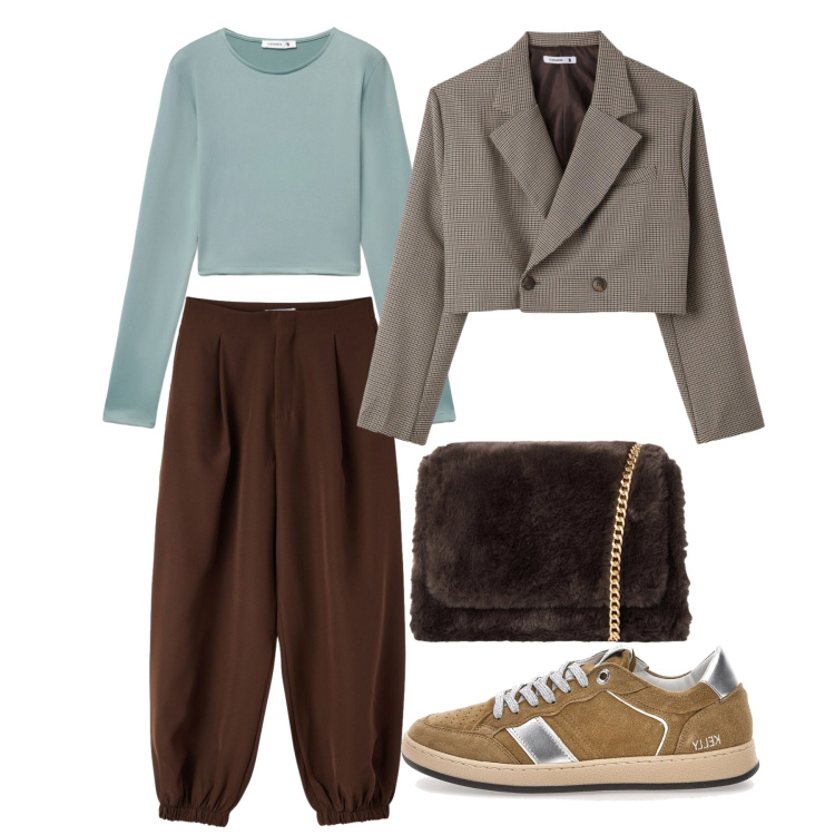 Outfit donna - Terranova - Fall Mid Season Sale. Stile Basic per Tutti i giorni. Abbinamento con pantaloni, t-shirt, blazer, borse a tracolla, sneakers.