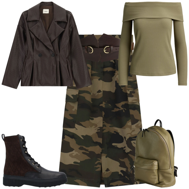 Outfit donna - Urban per muoversi in città. Stile Urban per Tutti i giorni. Abbinamento con stivaletti, zaini, blazer, gonne longuette, cinture, t-shirt.