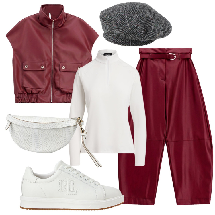 Outfit donna - Total look #2491790. Stile Urban per Tutti i giorni. Abbinamento con pantaloni, blazer, sneakers, pullovers, cappelli e berretti, marsupi.