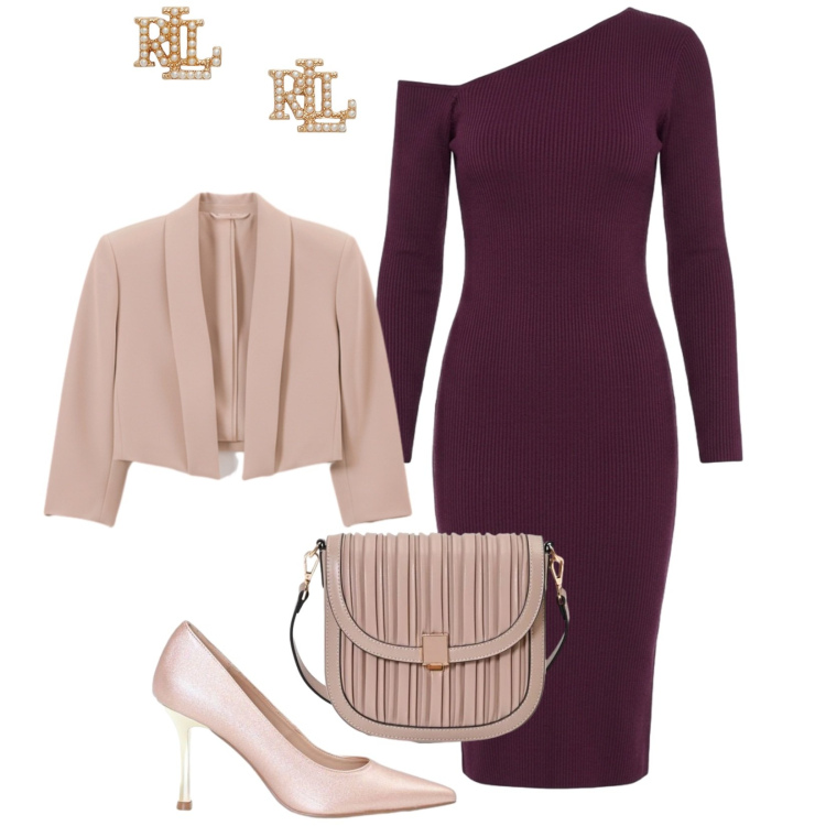 Outfit donna - Total look #2491793. Stile Glamour per Serata fuori. Abbinamento con orecchini, bolero, borse a tracolla, vestiti, décolleté.