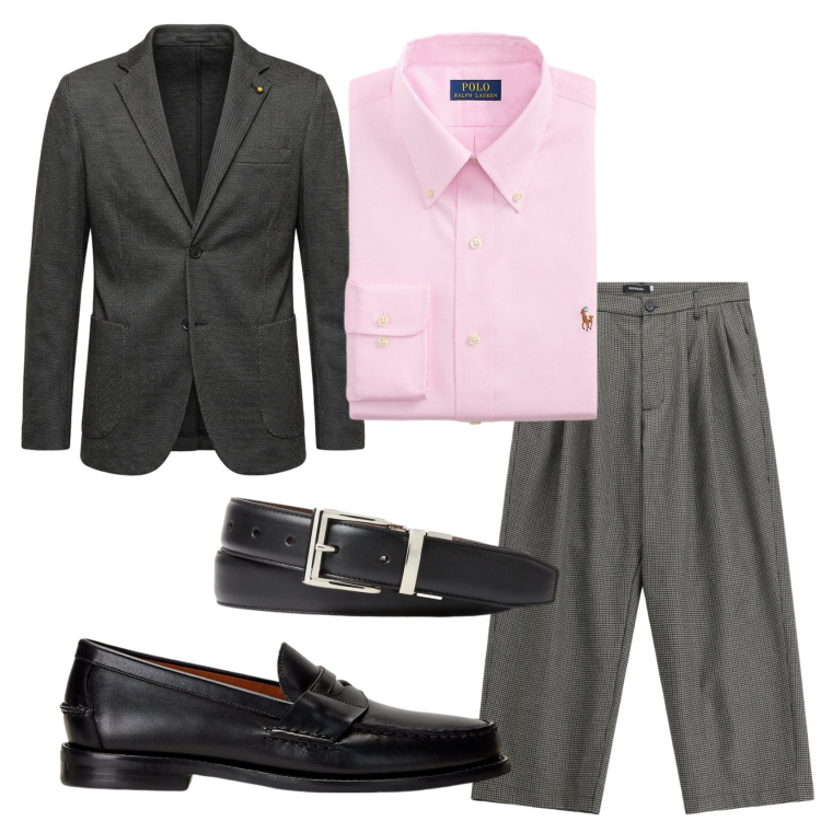 Outfit uomo - Total look #2491795. Stile Business/Elegante per Ufficio. Abbinamento con pantaloni, giacche, scarpe stringate, camicie, cinture.