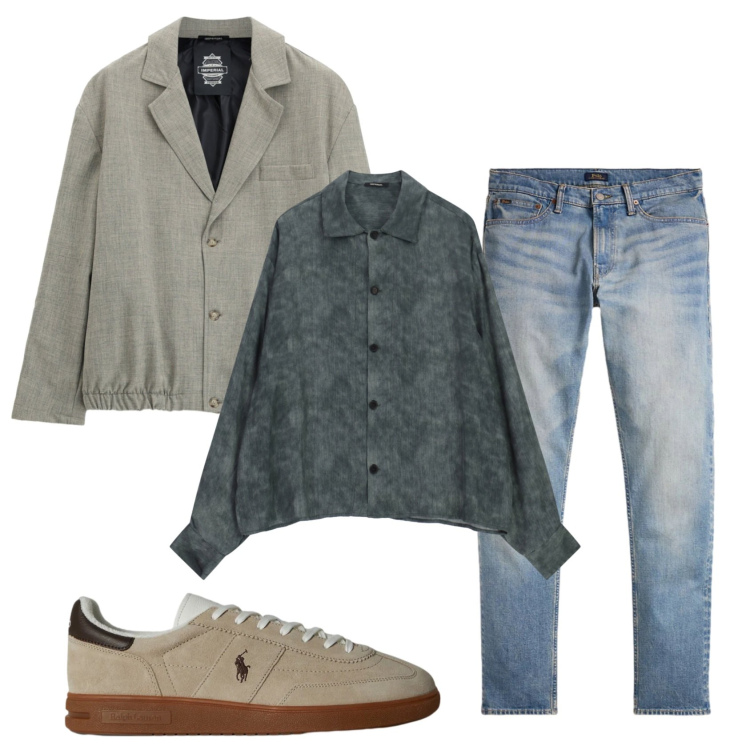 Outfit uomo - Total look #2491796. Stile Trendy per Tutti i giorni. Abbinamento con giacche, camicie, sneakers, jeans.