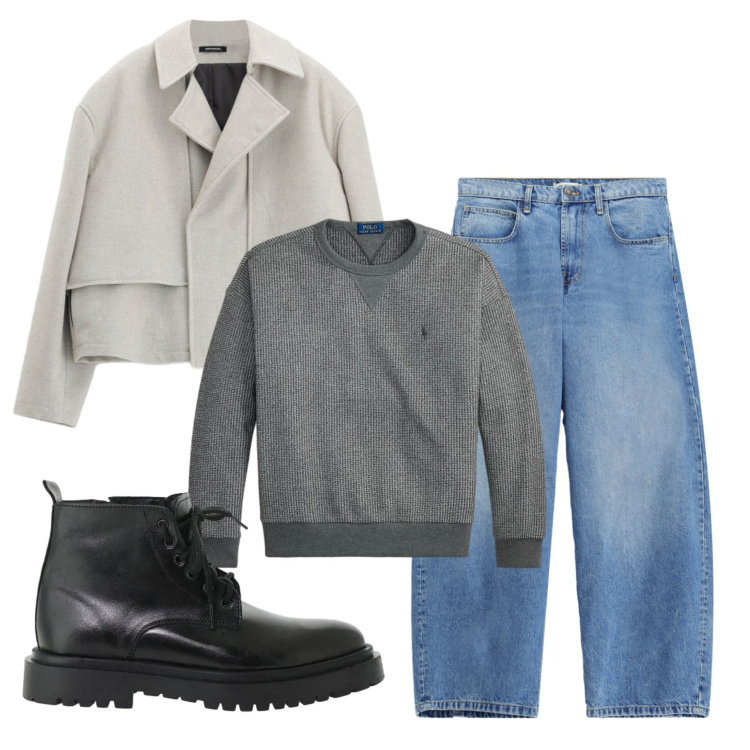 Outfit uomo - Total look #2491798. Stile Trendy per Tutti i giorni. Abbinamento con jeans, giacche, anfibi, felpe.