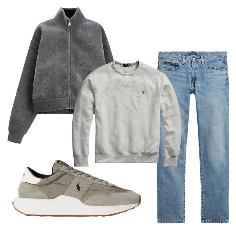 Outfit uomo - Total look #2491802. Stile Casual per Tutti i giorni. Abbinamento con bomber, felpe, jeans, sneakers.