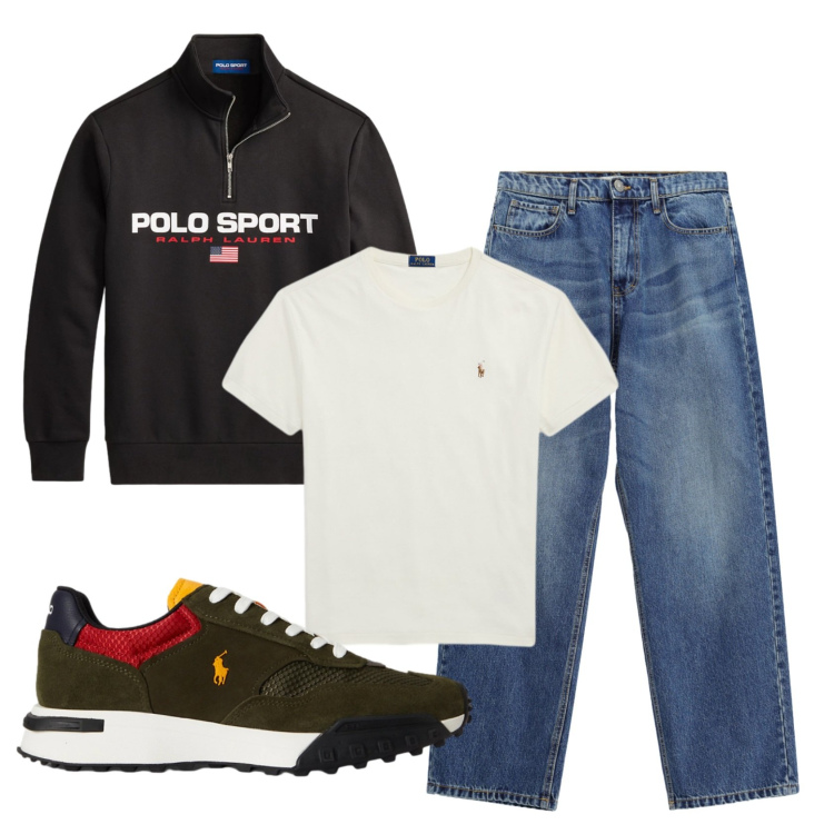 Outfit uomo - Total look #2491803. Stile Casual per Tutti i giorni. Abbinamento con jeans, t-shirt, sneakers, felpe.