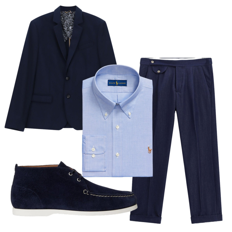 Outfit uomo - Total look #2491805. Stile Business/Elegante per Ufficio. Abbinamento con giacche, pantaloni, camicie, scarpe stringate.