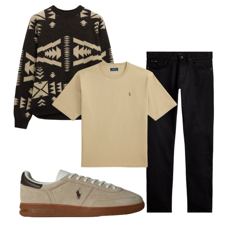 Outfit uomo - Total look #2491811. Stile Casual per Tutti i giorni. Abbinamento con maglieria, jeans, sneakers, t-shirt.
