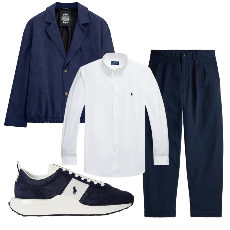 Outfit uomo - Total look #2491814. Stile Casual per Tutti i giorni. Abbinamento con giacche, camicie, sneakers, pantaloni chino.
