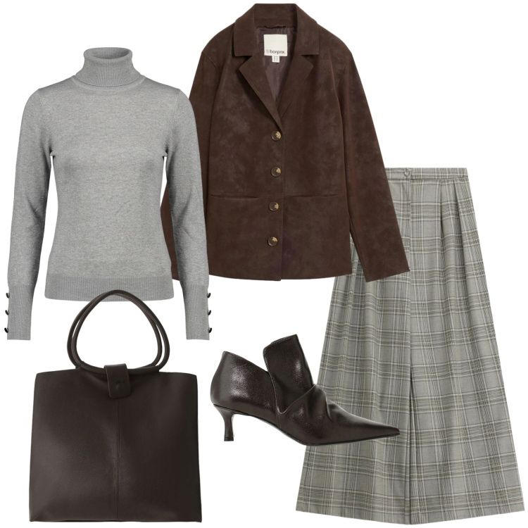 Outfit donna - Blazer over e pantaloni sartoriali. Stile Urban per Tutti i giorni. Abbinamento con stivaletti, pantaloni a palazzo, borse a spalla, pullovers, blazer.
