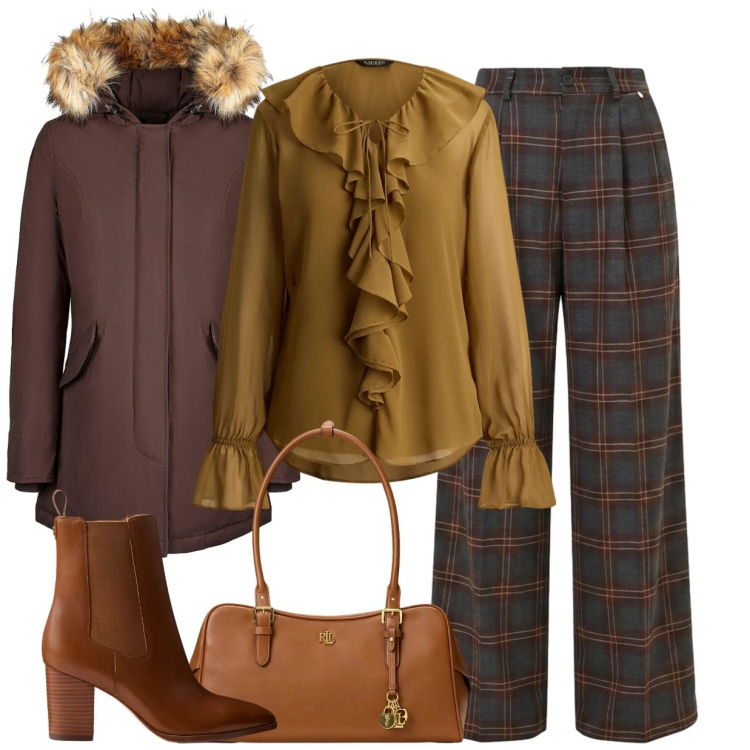 Outfit donna - Total look #2492020. Stile Basic per Serata fuori. Abbinamento con borse a mano, stivaletti, camicie, blazer, pantaloni a palazzo.