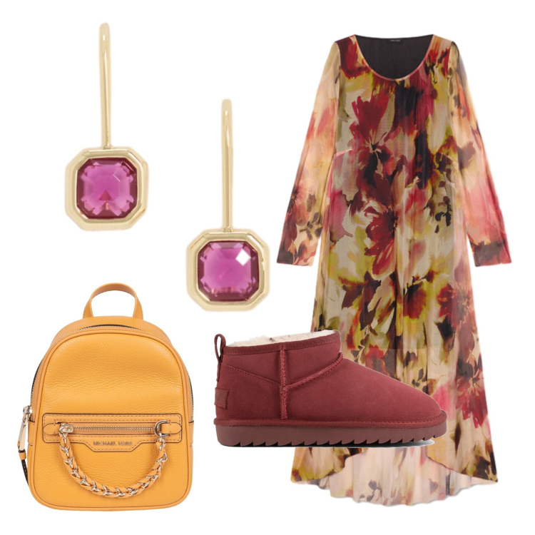 Outfit donna - Total look #2492041. Stile Romantica per Tutti i giorni. Abbinamento con vestiti lunghi, orecchini, zaini, stivaletti.