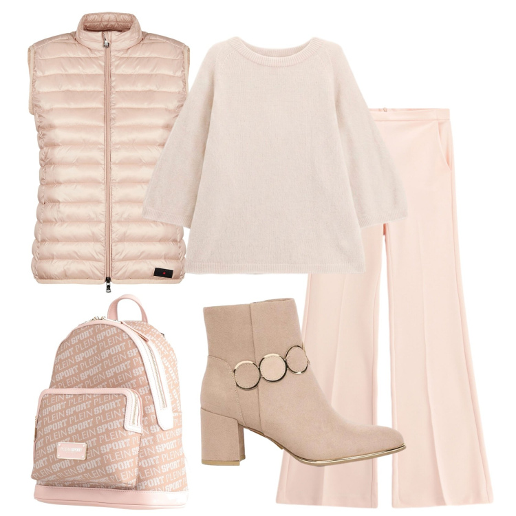 Outfit donna - Total look #2492188. Stile Bon Ton per Scuola/Università. Abbinamento con zaini, stivaletti, pantaloni, maglieria, piumini.