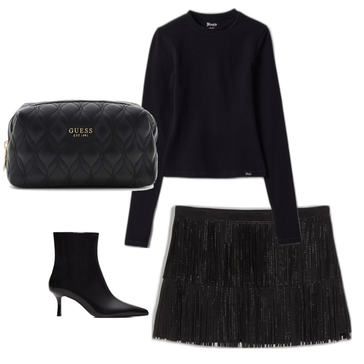 Outfit mujer - Urban style. Estilo Urban para Todos los días. Combinación con pochette, camiseta, faldas, botines.