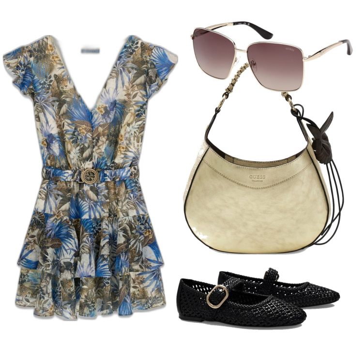 Outfit mujer - Urban style. Estilo Urban para Todos los días. Combinación con bailarinas, vestidos cortos, gafas de sol, bolsos de hombro.