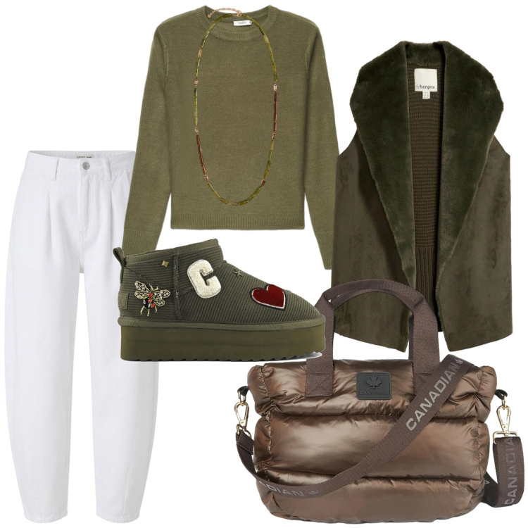 Outfit donna - Stivale in velluto. Stile Casual per Tutti i giorni. Abbinamento con collane, borse a tracolla, maglieria, pantaloni, stivali, piumini.