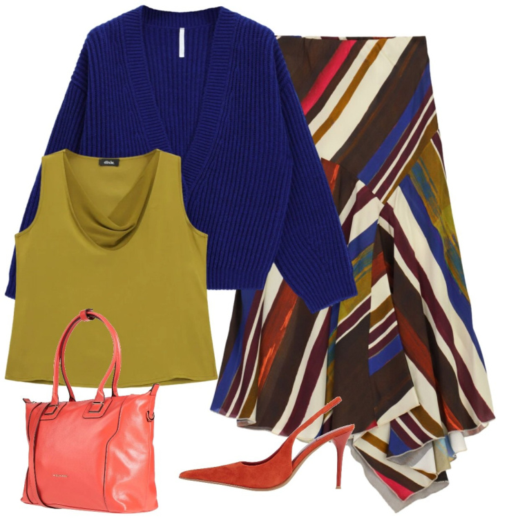 Outfit donna - Total look #2492361. Stile Basic per Ufficio. Abbinamento con cardigans, gonne longuette, canottiere, zaini, décolleté.