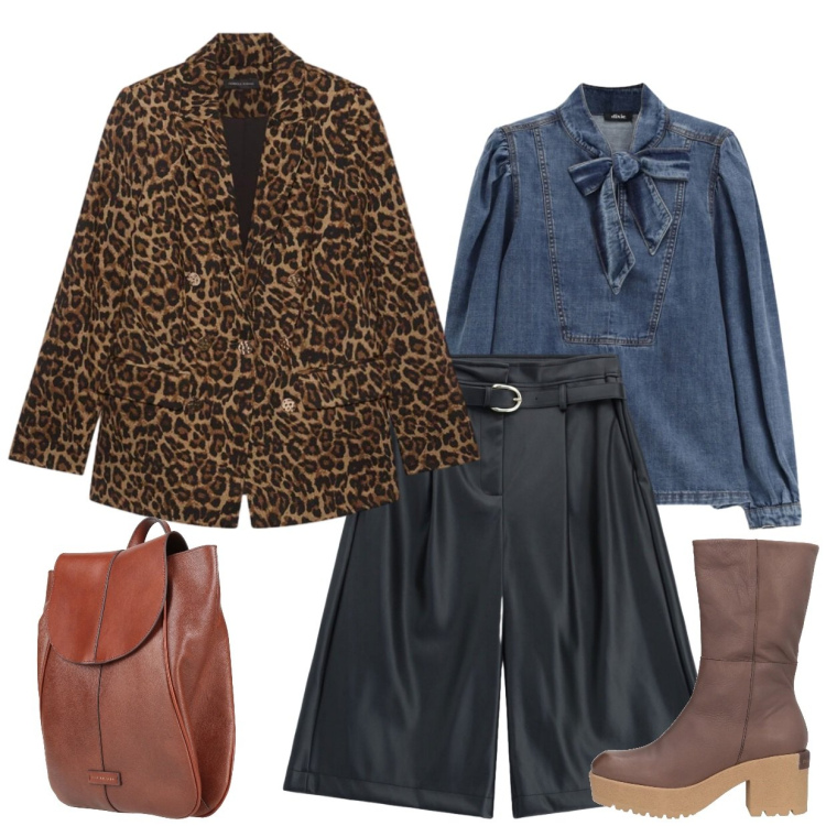 Outfit donna - Total look #2492374. Stile Casual chic per Serata fuori. Abbinamento con bermuda, blazer, camicie, zaini, stivaletti.
