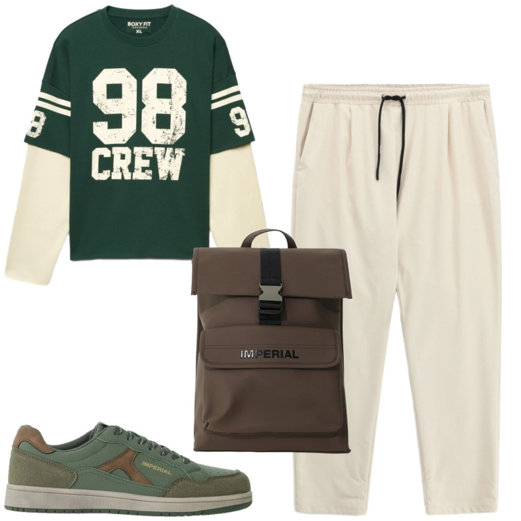 Outfit uomo - Total look #2492392. Stile Casual per Sport. Abbinamento con pantaloni, sneakers, borse sportive, felpe.