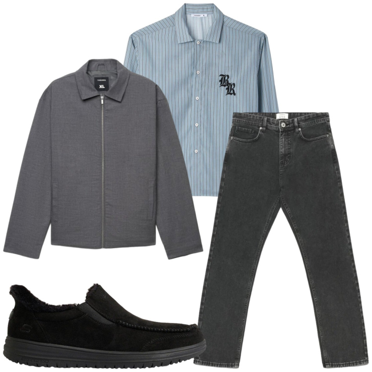 Outfit uomo - Total look #2492394. Stile Casual per Tutti i giorni. Abbinamento con camicie, jeans dritti, cappotti, sneakers.