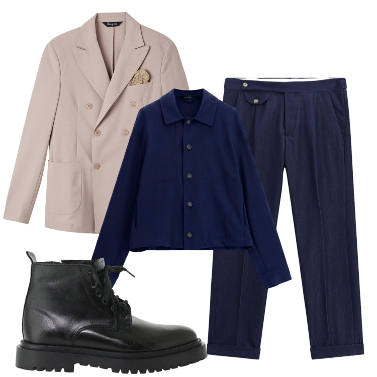 Outfit uomo - Total look #2492419. Stile Business/Elegante per Tutti i giorni. Abbinamento con anfibi, pantaloni, camicie, giacche.
